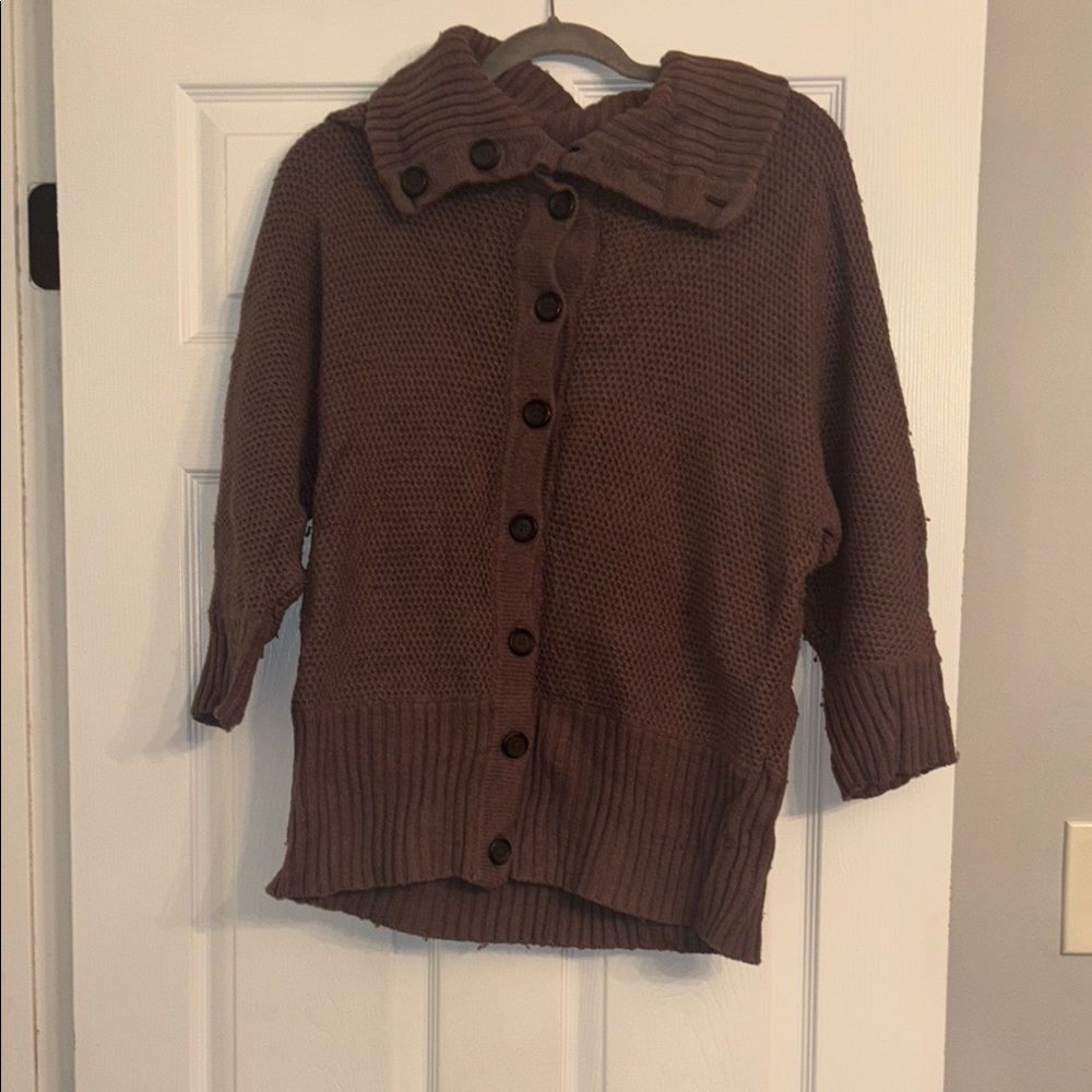 Brown Button-Up Women's Sweater